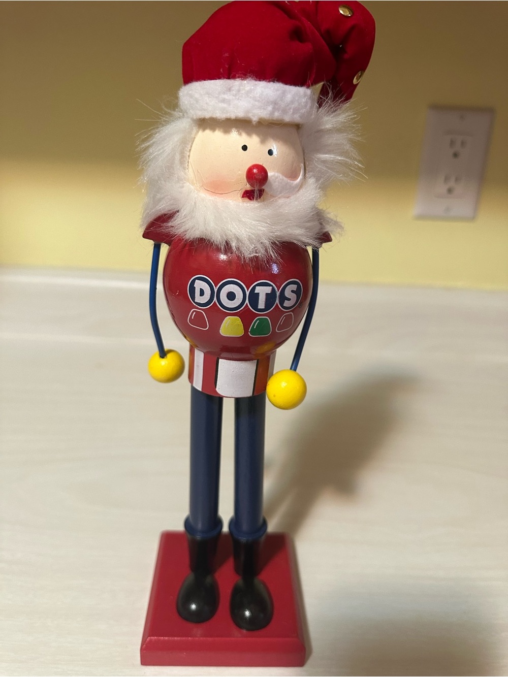 Dots Holiday Santa Figurine in Red with Blue & Yellow Accents